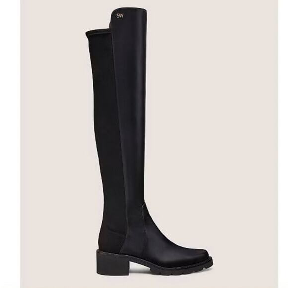 Stuart Weitzman Shoes - Stuart Weitzman Alina City Boots Black Smooth Leather Over The Knee Boots Size 8